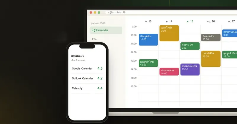 รีวิวปฏิทินและเครื่องมือนัดหมาย Google Calendar, Outlook, Calendly