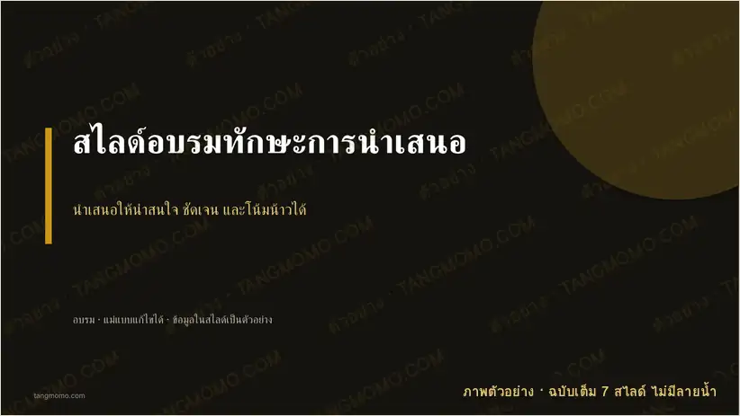 ภาพตัวอย่างบางส่วนของ สไลด์อบรมทักษะการนำเสนอ (PowerPoint)