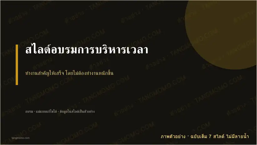 ภาพตัวอย่างบางส่วนของ สไลด์อบรมการบริหารเวลา (PowerPoint)
