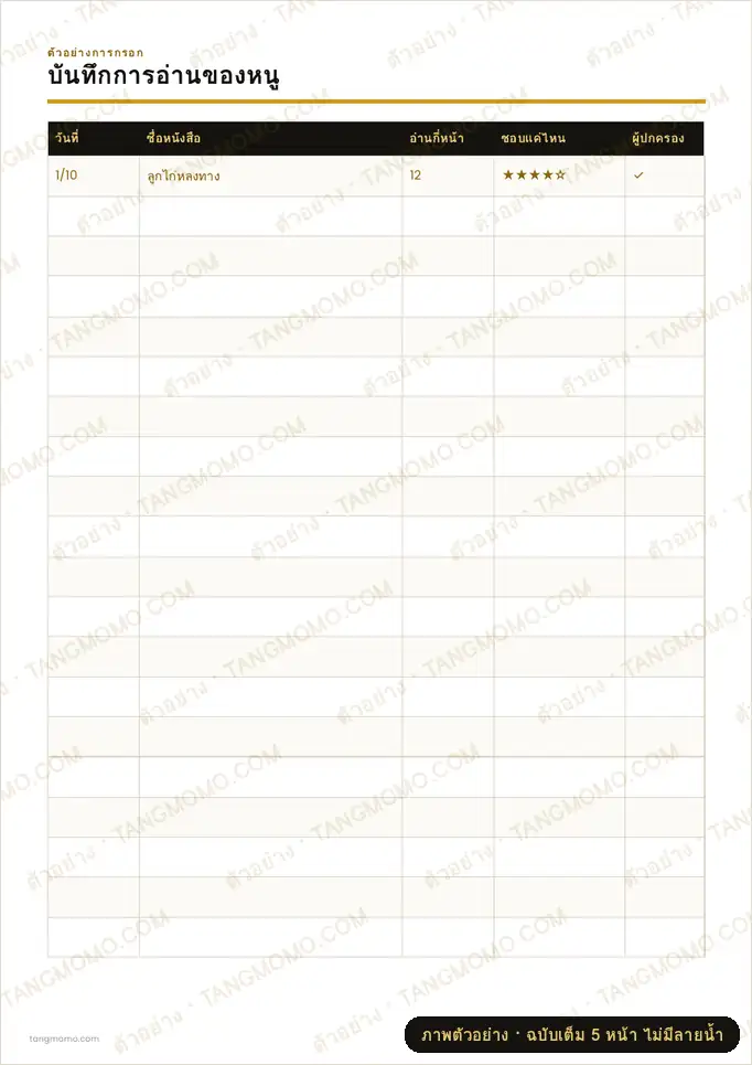 ภาพตัวอย่างบางส่วนของ บันทึกการอ่านของหนู (PDF พร้อมพิมพ์)
