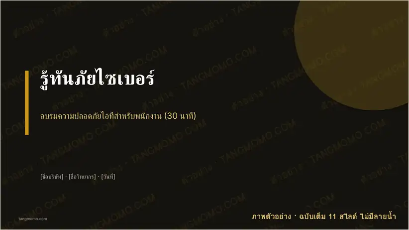 ภาพตัวอย่างบางส่วนของ สไลด์อบรมความปลอดภัยไซเบอร์พนักงาน (PowerPoint)