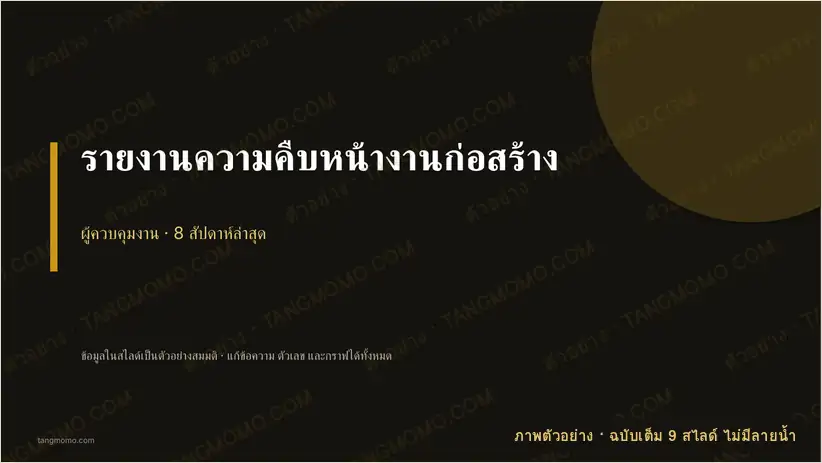 ภาพตัวอย่างบางส่วนของ รายงานความคืบหน้างานก่อสร้าง (PowerPoint)