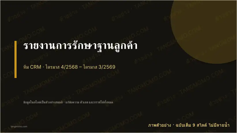 ภาพตัวอย่างบางส่วนของ รายงานการรักษาฐานลูกค้า (PowerPoint)