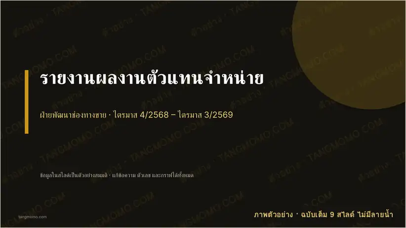 ภาพตัวอย่างบางส่วนของ รายงานผลงานตัวแทนจำหน่าย (PowerPoint)