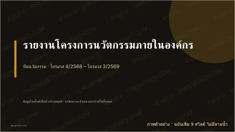 ภาพตัวอย่างบางส่วนของ รายงานโครงการนวัตกรรมภายในองค์กร (PowerPoint)