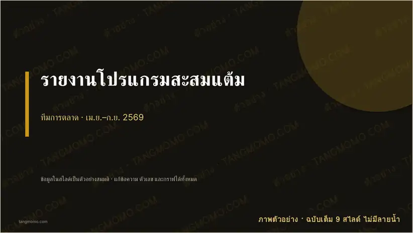 ภาพตัวอย่างบางส่วนของ รายงานโปรแกรมสะสมแต้ม (PowerPoint)