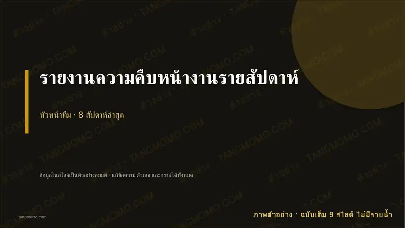 ภาพตัวอย่างบางส่วนของ รายงานความคืบหน้างานรายสัปดาห์ (PowerPoint)